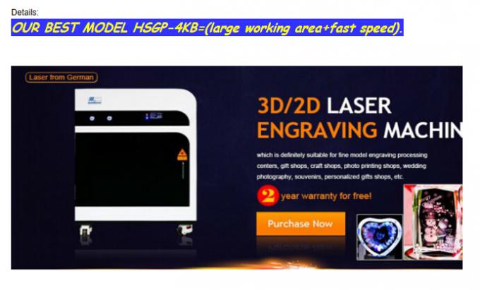 Máquina de gravura interna de cristal do laser do equipamento 3D do gravador do laser