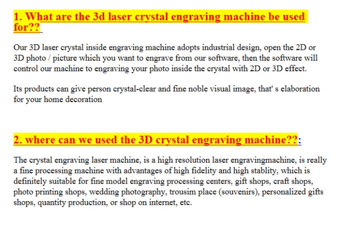 pontos internos de cristal da velocidade 120.000 da máquina de gravura 2000HZ do laser 3D/minuto